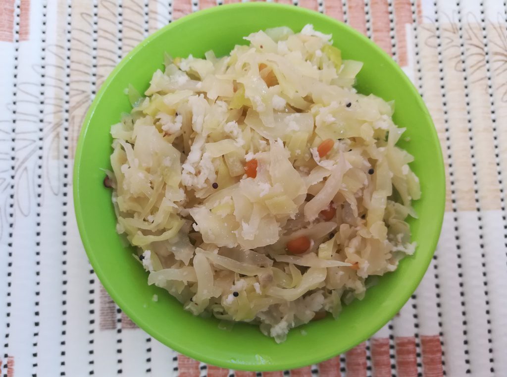 cabbage poriyal recipe